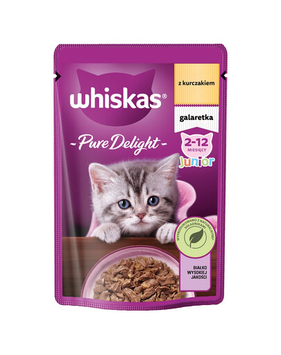 WHISKAS Junior 85g: Nassfutter für Kätzchen mit Huhn in Gelee