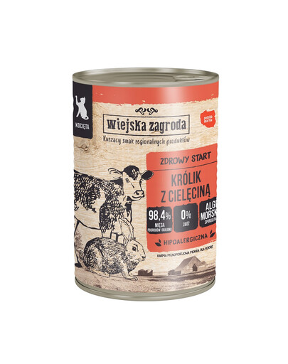 WIEJSKA ZAGRODA Kaninchen mit Kalbfleisch 400g für Kätzchen