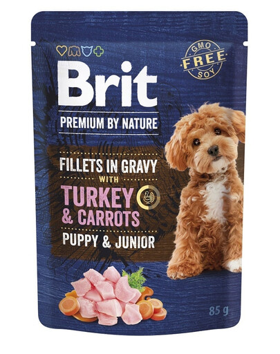 Premium By Nature Puppy Junior Fillets in Gravy z indykiem i marchewką 24x85g