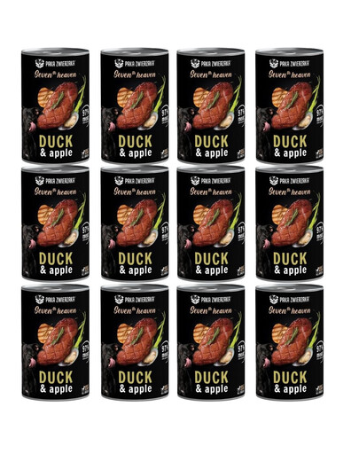 PAKA ZWIERZAKA Seventh Heaven Nassfutter mit  Ente und Apfel getreidefrei für alle Hunde 12x400 g