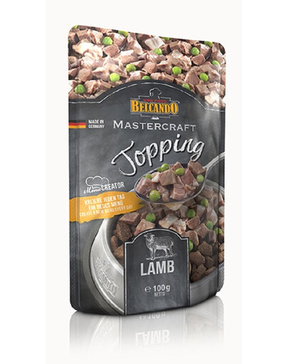 BELCANDO Mastercraft Topping Nassfutter Lamm mit Erbsen für adulte Hunde getreidefrei 24x100 g