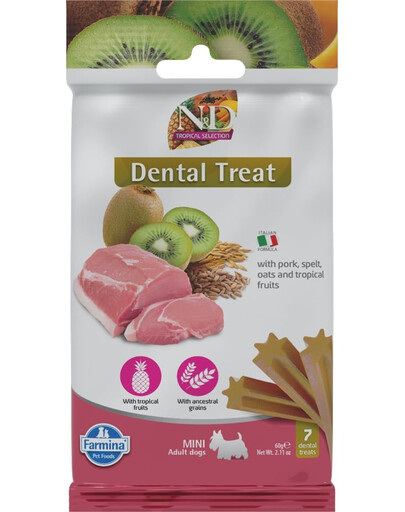 ND Tropical Selection Dental Treat Pork Mini 60 g (7 szt) przysmak dentystyczny dla psów ras małych