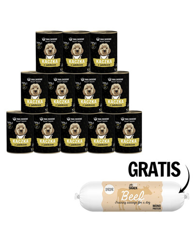 PAKA ZWIERZAKA Seventh Heaven Nassfutter mit  Ente und Apfel getreidefrei für alle Hunde 12x400 g + Rindfleischwurst 200g GRATIS
