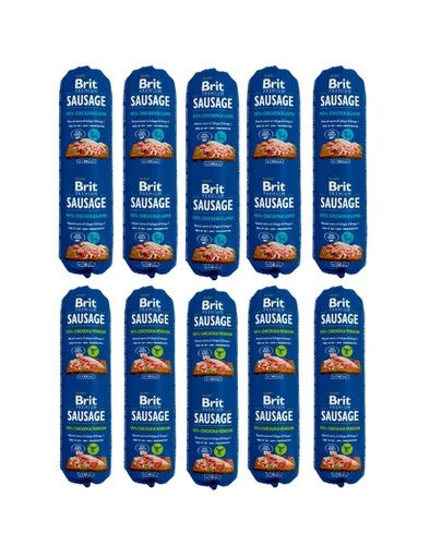 BRIT Premium Sausage Huhn & Wild 5x800 g + Huhn & Lamm 5x800 g