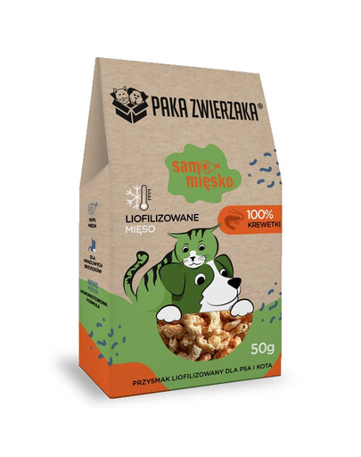 PAKA ZWIERZAKA gefriergetrocknetes Fleisch Garnelen Snacks für Hunde und Katzen 50 g
