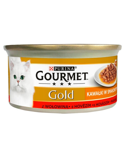 Gold Sauce Delights z wołowiną 24x85 g mokra karma dla kotów