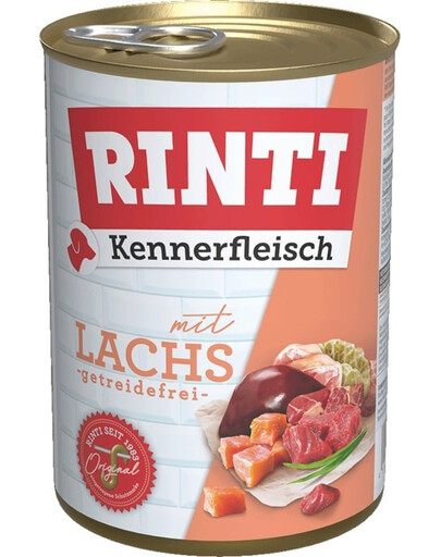 RINTI Kennerfleisch Nassfutter mit Lachs für adulte Hunde getreidefrei 12x400 g
