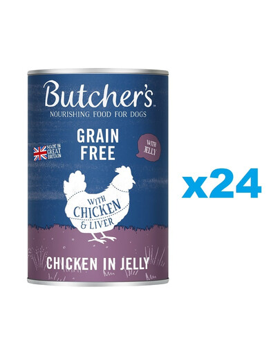BUTCHER'S Original Recipe in Jelly, Huhn in Gelee für Hunde 24 x 400g