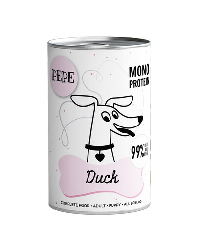 PAKA ZWIERZAKA PEPE Duck Nassfutter mit Ente Monoprotein für alle Hunde 800 g