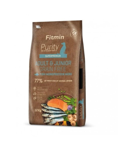 Dog Purity Grain Free Adult Junior Fish Menu 12 kg bezzbożowa karma z rybą dla młodych i dorosłych psów średnich i dużych ras