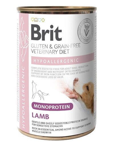 Veterinary Diet Dog Hypoallergenic Monoprotein Lamb 400g z jagnięciną dla psów z alergiami i problemami skórnymi