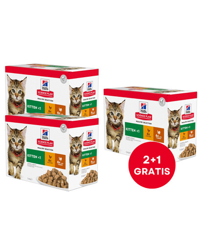 HILL'S Science Plan Feline Kitten Multipack Chicken & Turkey 12x85 g (2+1 GRATIS)