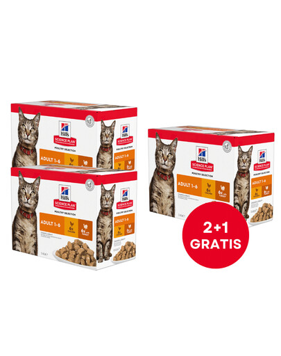 HILL'S Science Plan Feline Adult Multipack Poultry Selection 12x85g (2+1 GRATIS)