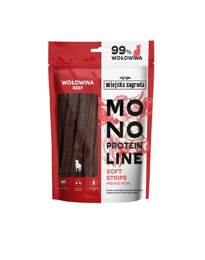 WIEJSKA ZAGRODA Streifen Snacks mit Rind Monoprotein für Hunde 100 g