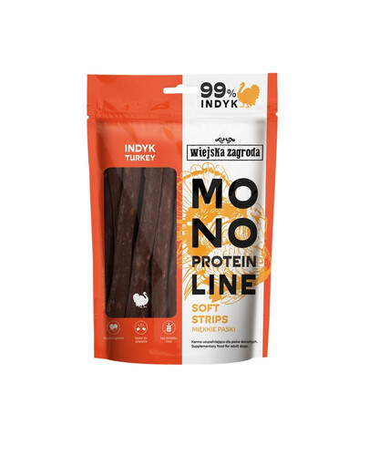 WIEJSKA ZAGRODA Streifen Snacks mit Pute Monoprotein für Hunde 100 g
