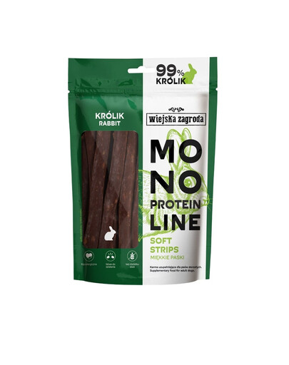 WIEJSKA ZAGRODA Streifen Snacks mit Kaninchen Monoprotein für Hunde 100 g
