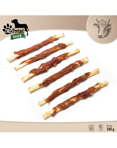 Patyk owinięty mięsem wołowym 500 g przysmak dla psa