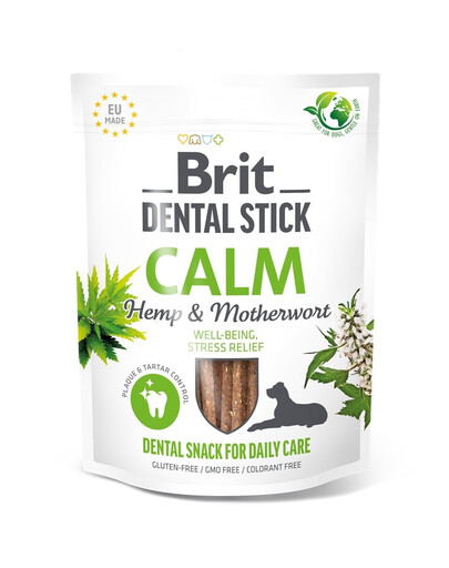 BRIT Dental Stick Calm Hanf und Melisse dentale Leckerei für Hunde zur Unterstützung der Stressreduktion 251g