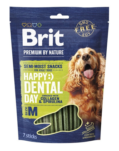 BRIT Premium Dental Semi-moist Snack M Zahnpflege-Snack Kollagen und Spirulina für mittelgroße Hunde 180g