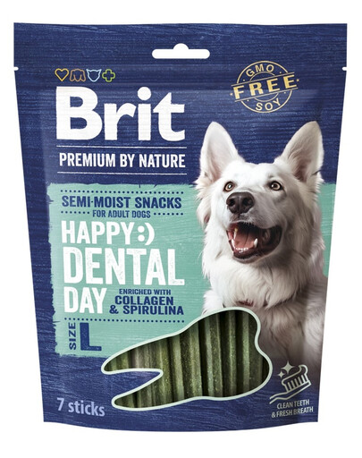 BRIT Premium Dental Semi-moist Snack L Zahnpflege-Snack Kollagen und Spirulina für große Hunde 250g