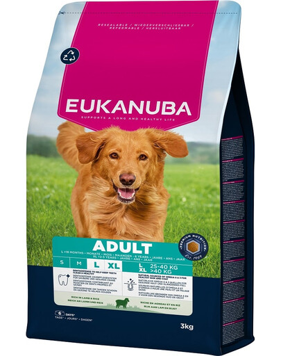 EUKANUBA Adult Large Breeds Lamb Rice Trockenfutter mit Lamm und Reis für große Hunderassen 3 kg