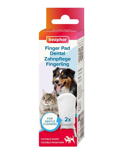 BEAPHAR Finger Pad Dental 2 Stk. Fingeraufsätze zur Zahnreinigung für Hunde und Katzen