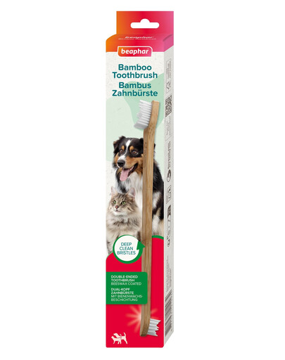 BEAPHAR Bamboo Toothbrush Doppelseitige Zahnbürste aus Bambus für Hunde und Katzen