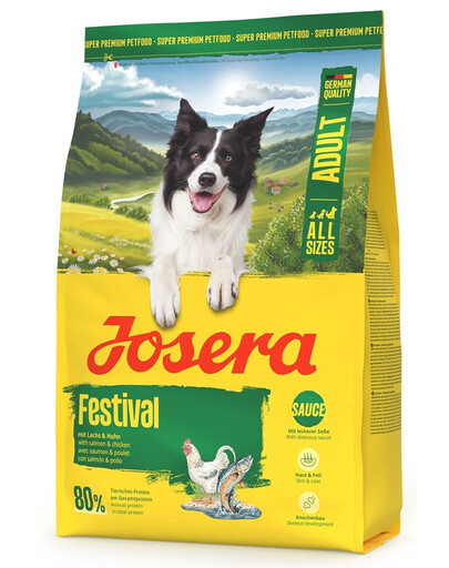 JOSERA Festival glutenfrei Trockenfutter mit Lachs & Huhn in leckerer Soße für wählerische Hunde 3kg