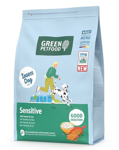 GREEN PETFOOD InsectDog Sensitive Trockenfutter mit Insekten und Reis für empfindliche adulte Hunde 3 kg