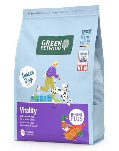 GREEN PETFOOD InsectDog Vitalität Trockenfutter mit Insektenprotein und Ente für adulte Hunde 3 kg