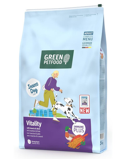 GREEN PETFOOD InsectDog Vitalität Trockenfutter mit Insektenprotein und Ente für adulte Hunde 7,5 kg
