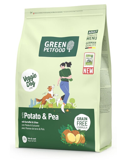 GREEN PETFOOD VeggieDog Trockenfutter mit Kartoffel und Erbse getreidefrei adulte Hunde 3 kg