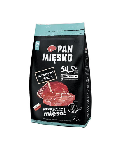 PAN MIĘSKO Trockenfutter Wildschwein mit Schweinefleisch für adulte Hunde XL hypoallergen 9 kg