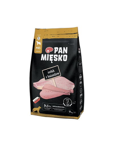 PAN MIĘSKO Trockenfutter mit Pute und Fasan für adulte kleine S Hunde hypoallergen 9 kg