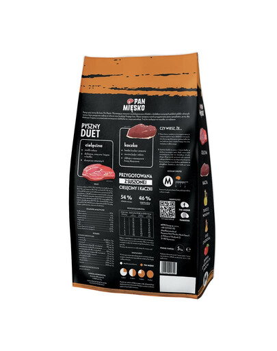 Cielęcina z kaczką dla kotów chrupki M 5 kg