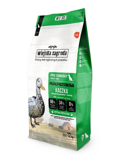 WIEJSKA ZAGRODA Trockenfutter mit Ente Monoprotein für adulte M/L Hunde 12 kg