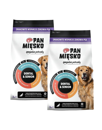 PAN MIĘSKO Specjalne potrzeby Dental and Senior dla psów dorosłych i starszych chrupki M 2x3 kg