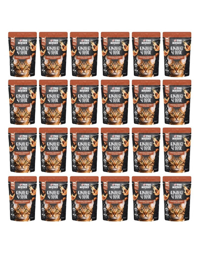 PAN MIĘSKO Nassfutter mit Kalb und Hirsch in Soße für adulte Katzen getreidefrei 24x85 g