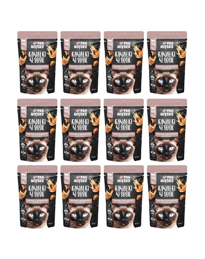 PAN MIĘSKO Nassfutter mit Huhn und Wachtel in Soße für adulte Katzen getreidefrei 12x85 g