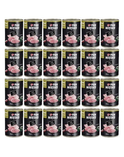 PAN MIĘSKO Nassfutter mit Pute, Gans und Kamille für adulte Katzen hypoallergen 24x400 g