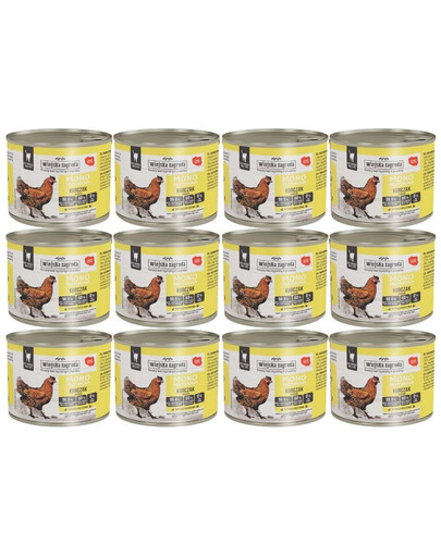 WIEJSKA ZAGRODA Nassfutter mit Huhn Monoprotein für adulte Katzen 12x200 g