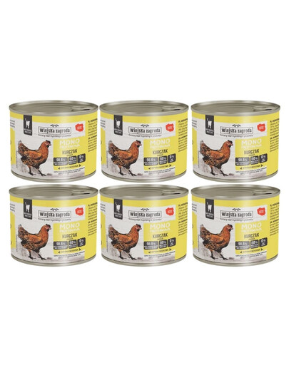 WIEJSKA ZAGRODA Nassfutter mit Huhn Monoprotein für adulte Katzen 6x200 g