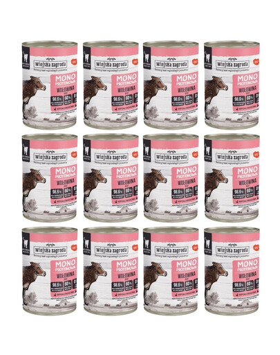 WIEJSKA ZAGRODA Nassfutter mit Rind Monoprotein für adulte Katzen 12x400g