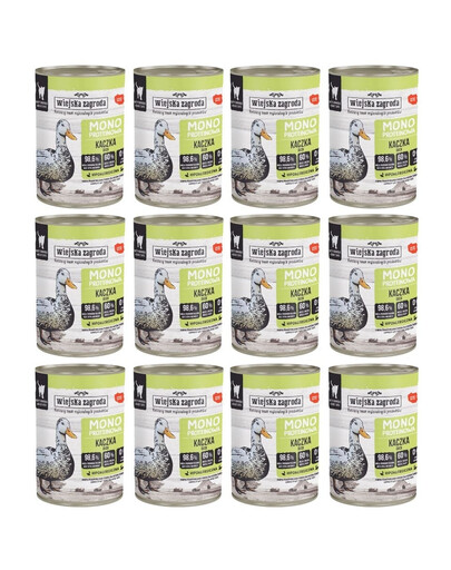 WIEJSKA ZAGRODA Nassfutter mit Ente Monoprotein für adulte Katzen 12x400 g