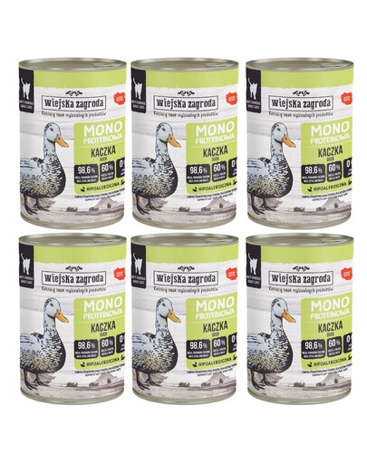 WIEJSKA ZAGRODA Nassfutter mit Ente Monoprotein für adulte Katzen 6x400 g
