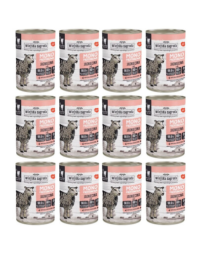 WIEJSKA ZAGRODA Nassfutter Lamm Monoprotein für adulte Katzen getreidefrei 12x400 g