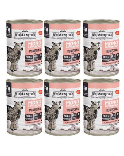 WIEJSKA ZAGRODA Nassfutter Lamm Monoprotein für adulte Katzen getreidefrei 6x400 g