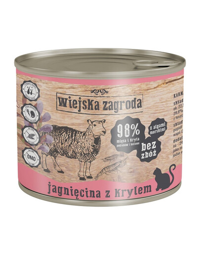 WIEJSKA ZAGRODA Nassfutter Lamm und Krill für adulte Katzen getreidefrei 6x200 g