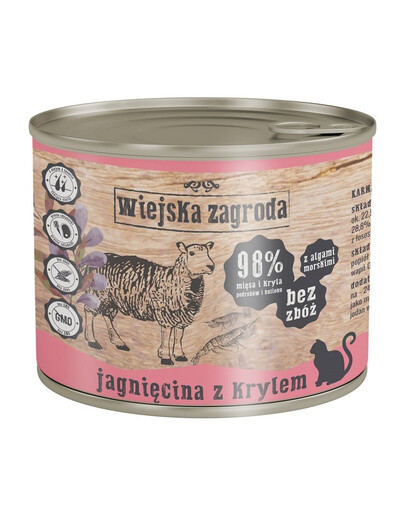 WIEJSKA ZAGRODA Nassfutter Lamm und Krill für adulte Katzen getreidefrei 24x200 g