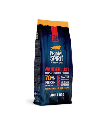 PRIMAL SPIRIT Wanderlust Trockenfutter mit Huhn und Reis halbweich für adulte Hunde 2x12 kg
